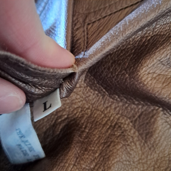 Women's Leather Fur Bomber Coat Large L Brown Mink Fur Vintage Reversible Luxury - Picture 11 of 13